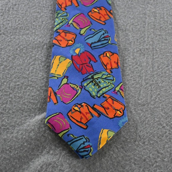 GAP Other - Gap Mens Vintage 90s Novelty Jacket Print Italian Silk Tie OS Blue Multicolor